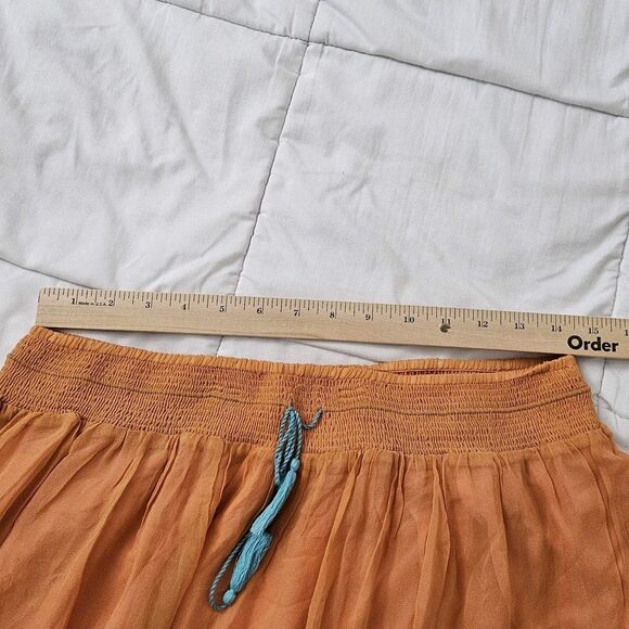 Sundance Skirt Medium Coral Orange Silk Embroidered Floral Tassels Mini Boho - Picture 8 of 9